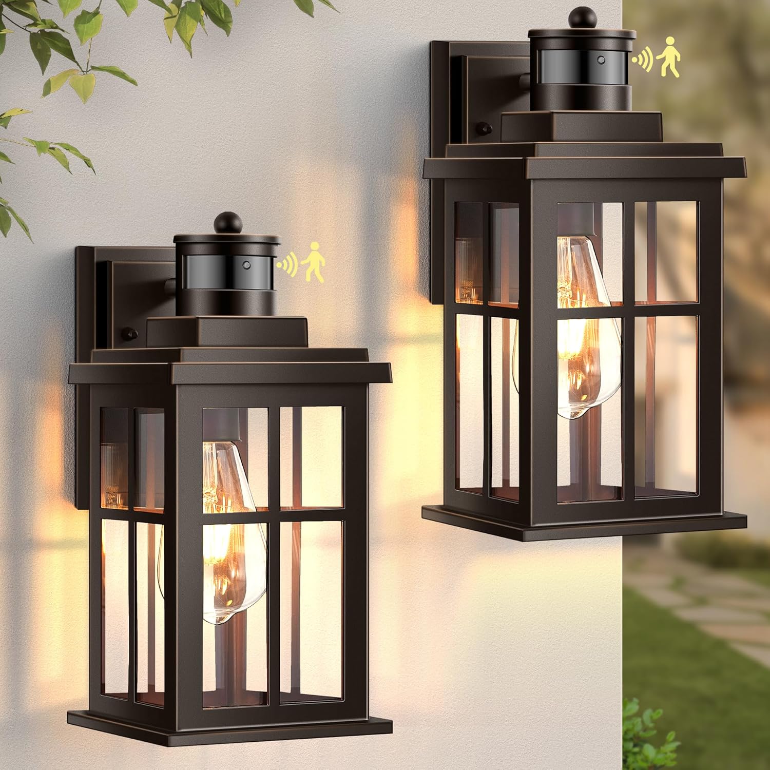 Outdoor Lighting With Motion Sensor - Oil Rubbed Bronze Porch Light 2-Pack