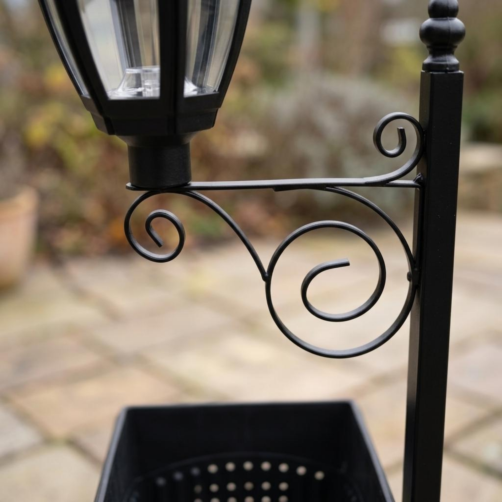 Outdoor Lighting And Decor - Solar Flower Pot Light Wrought Iron