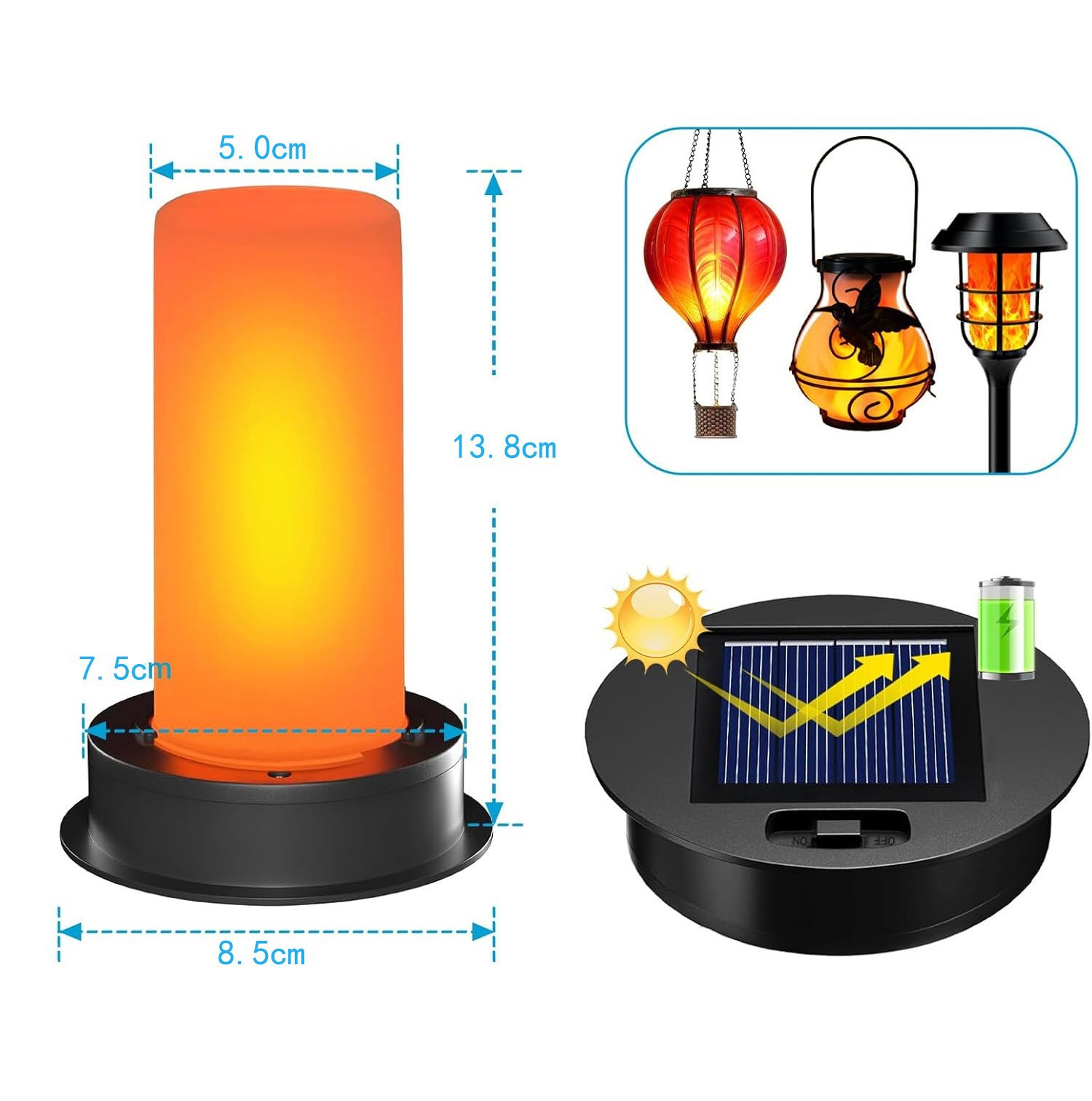 Fire Torch Solar - Solar Bottle Cap Light LED Flickering