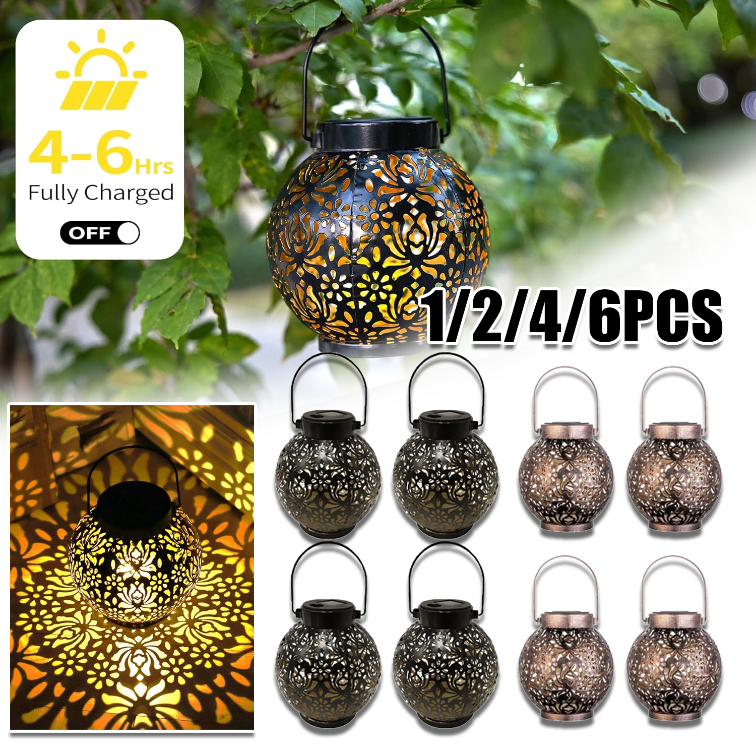 Outdoor Lighting Gazebo - 1-6PCS Moroccan Solar Lanterns Outdoor Waterproof