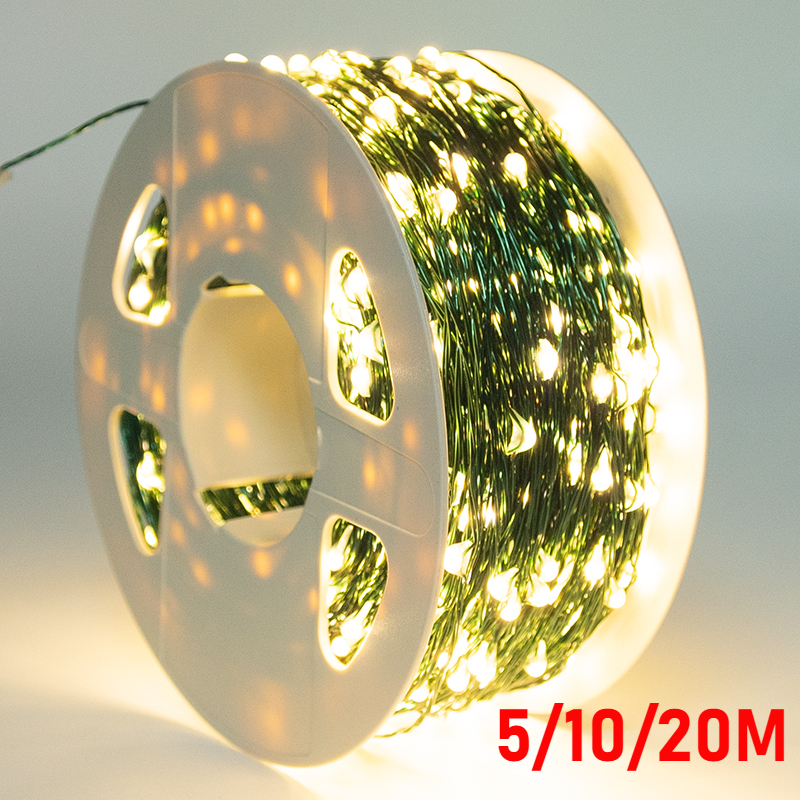 Outdoor Lighting No Wiring - 5M/10M/20M LED Copper Wire String Lights