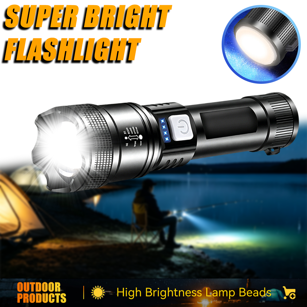Outdoor Lighting Pole - Powerful LED Flashlight USB Rechargeable Torch