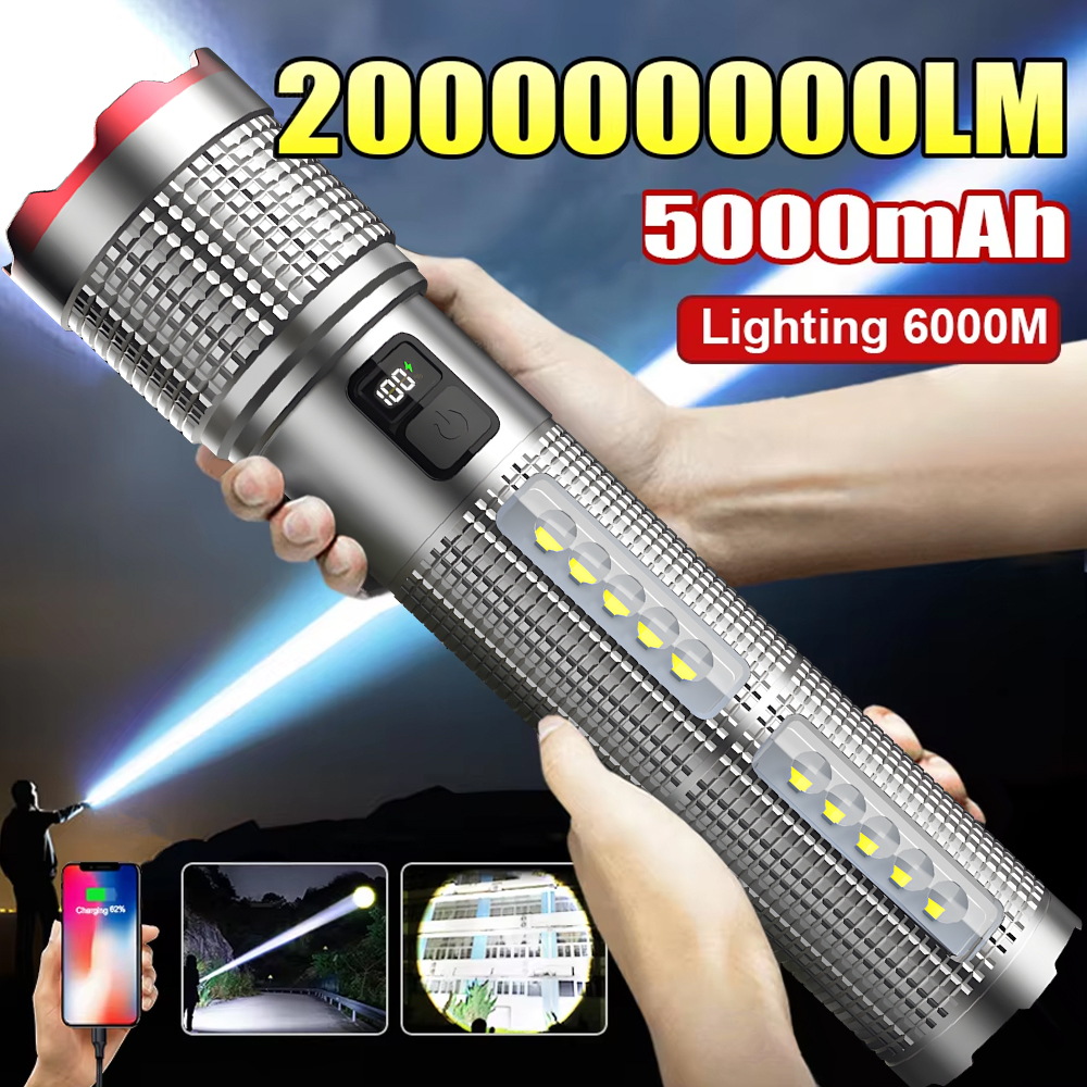 Outdoor Lighting Permanent - 5000 MAH Powerful LED Flashlight Rechargeable