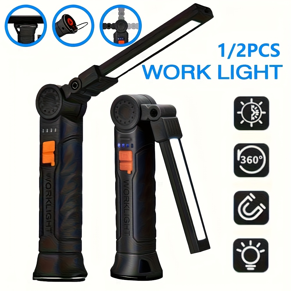 Outdoor Lighting Bollards - Portable COB LED Flashlight Rechargeable Work