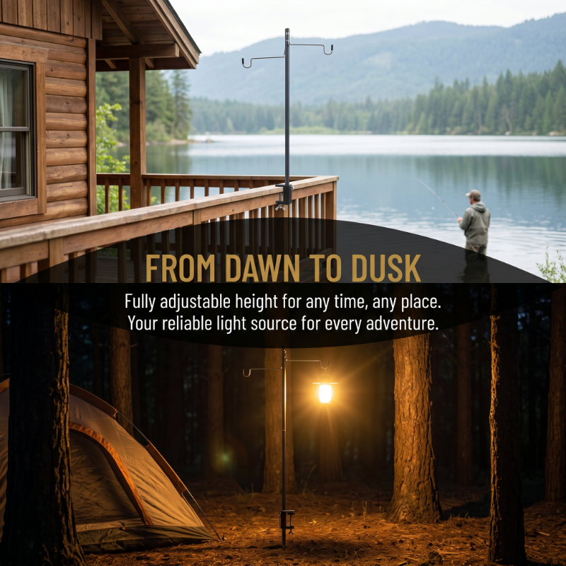 Outdoor Lighting Pole - Ultra-light Aluminum Alloy 4-Section Folding Light