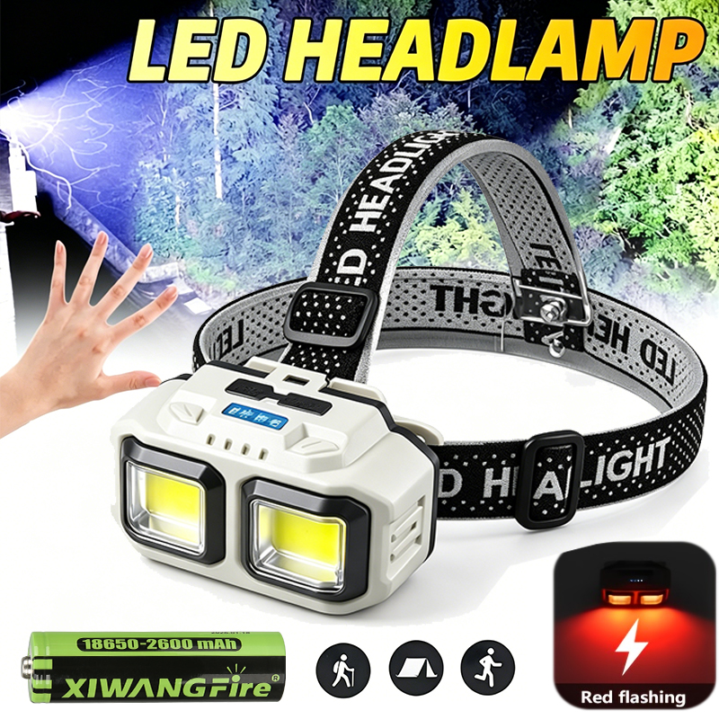 Outdoor Lighting Permanent - COB LED Headlamp Rechargeable Headlight,Waterproof Work