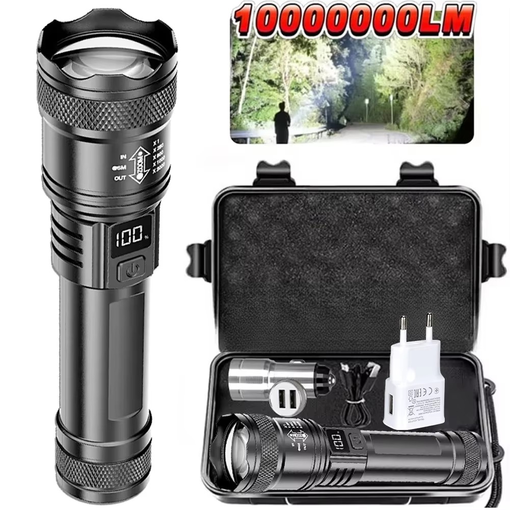 Outdoor Lighting B&Q - Rechargeable LED Flashlight Zoomable Torch with