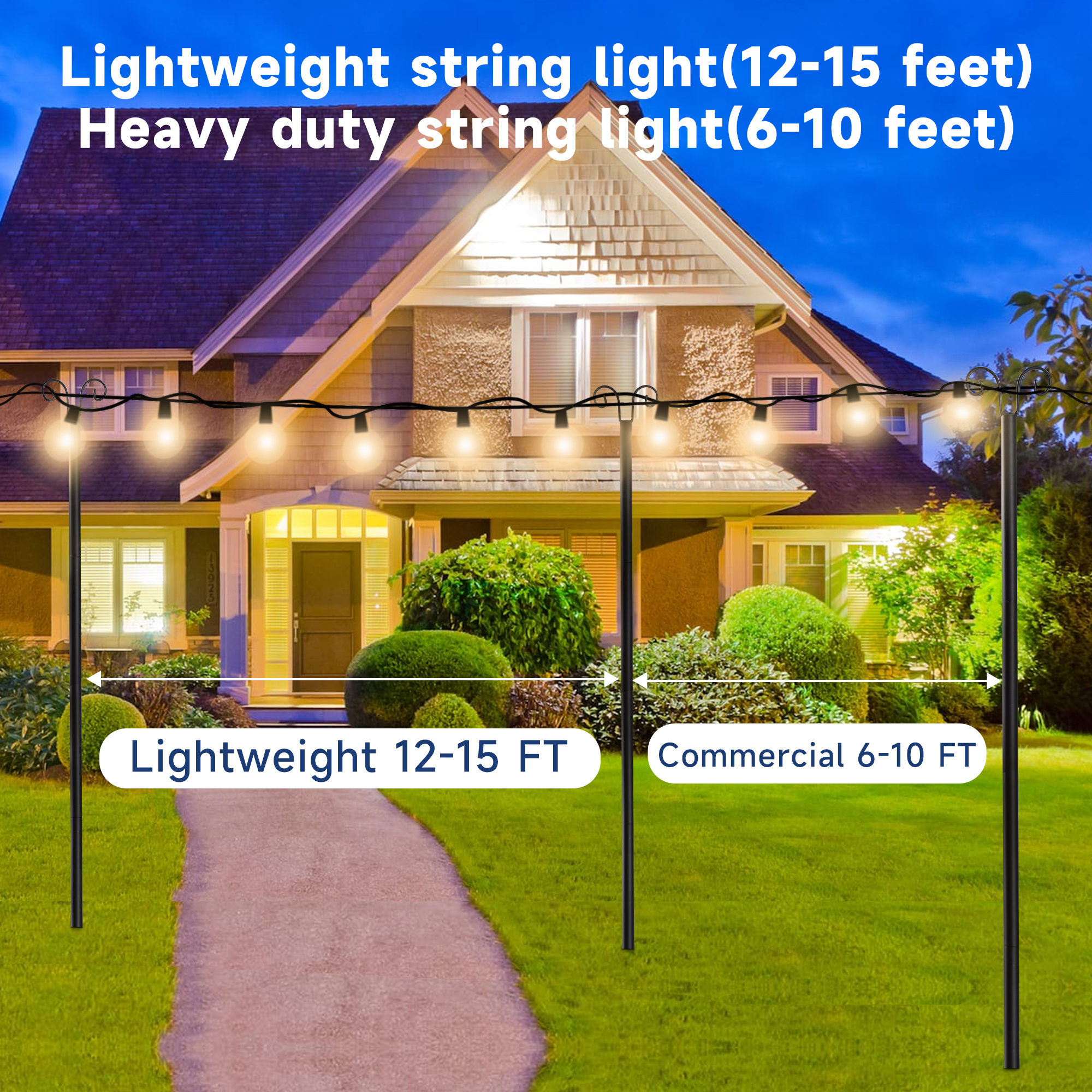 Outdoor Lighting Pole - 1pcs 10ft Metal Pole with Fork