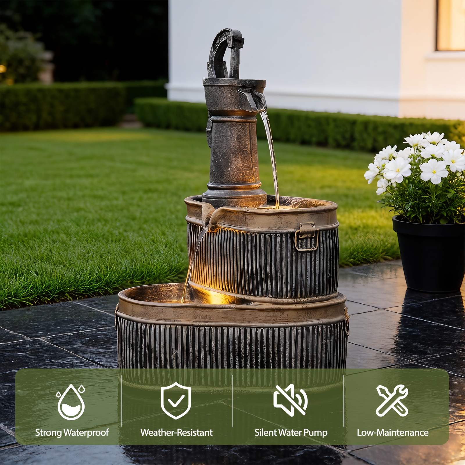 Outdoor Rustic 2-Tier Barrel W - Outdoor Lighting Bronze incelemesi ve fiyatı