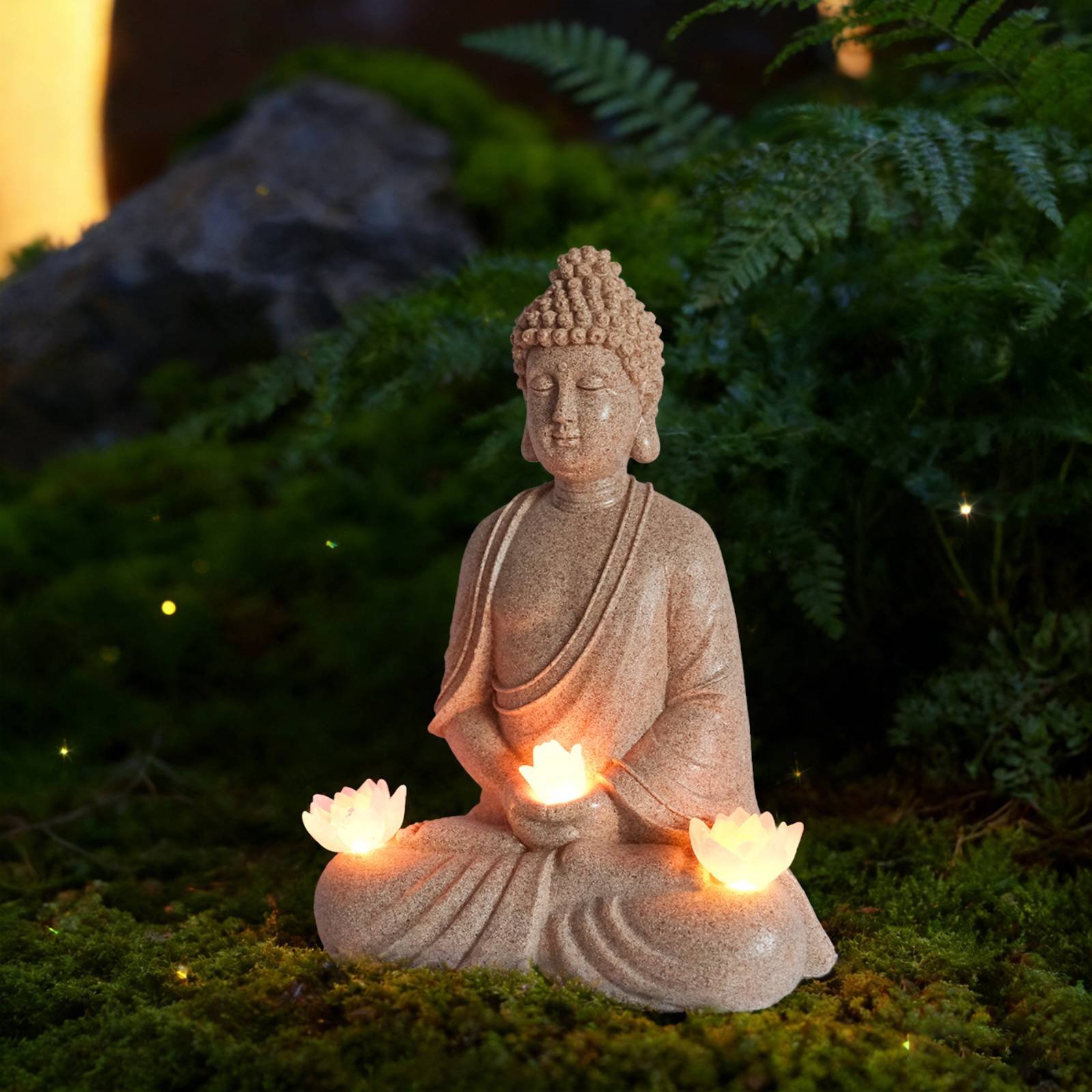 Solar Buddha Statue Outdoor Sa - Outdoor Lighting Patio incelemesi ve fiyatı