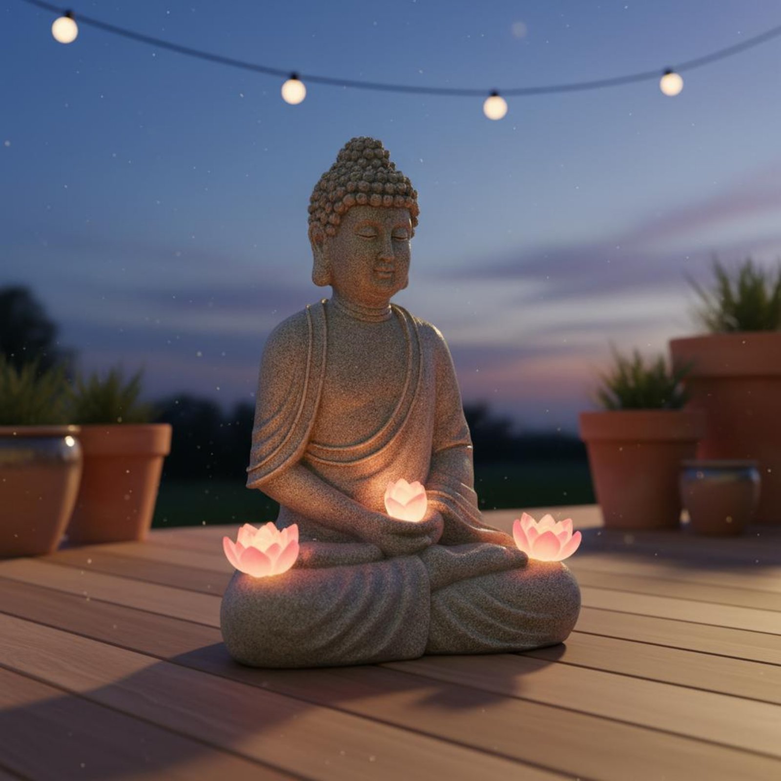 Solar Buddha Statue Outdoor Sa - Outdoor Lighting Patio incelemesi ve fiyatı