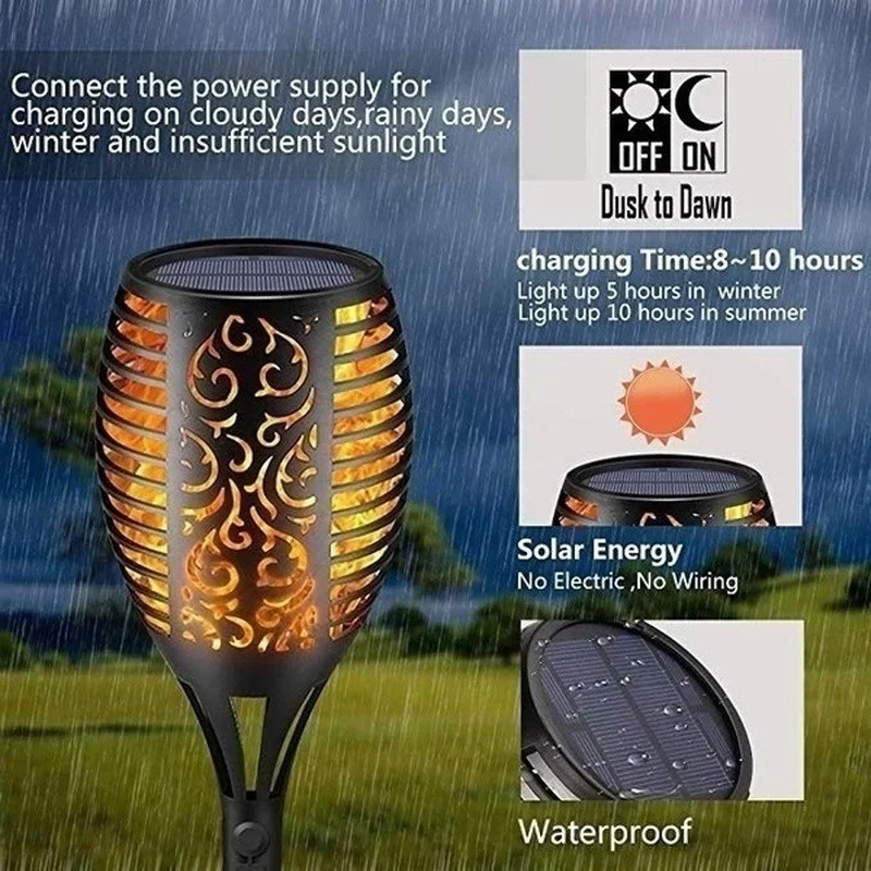 1-12PCS 12LED Solar Flame Torc - Fire Torch Solar incelemesi ve fiyatı