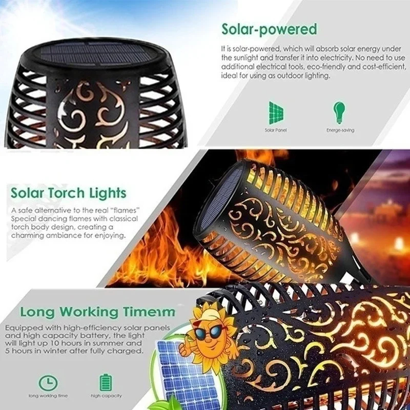 1-12PCS 12LED Solar Flame Torc - Fire Torch Solar incelemesi ve fiyatı