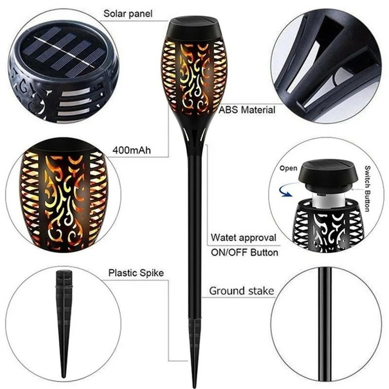 1-12PCS 12LED Solar Flame Torc - Fire Torch Solar incelemesi ve fiyatı
