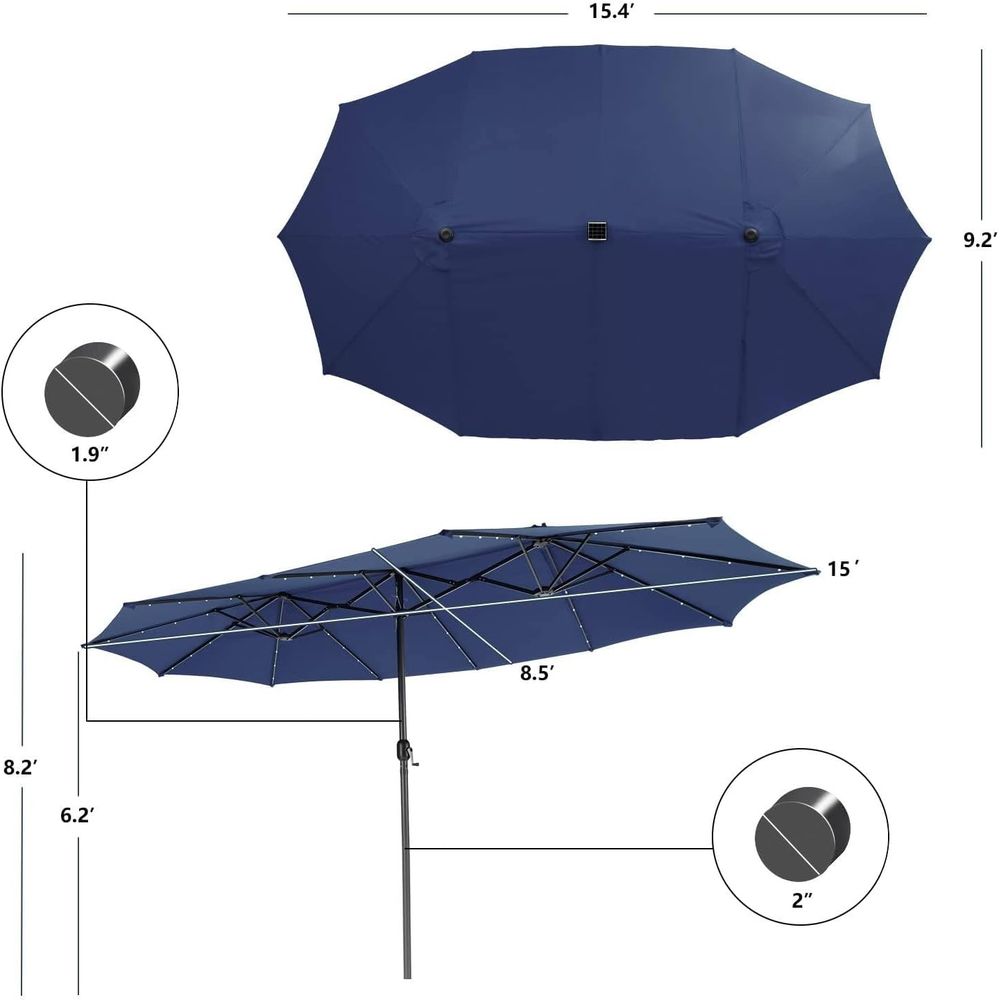 15 t r Patio Umbrella, Double- - Outdoor Lighting Patio incelemesi ve fiyatı