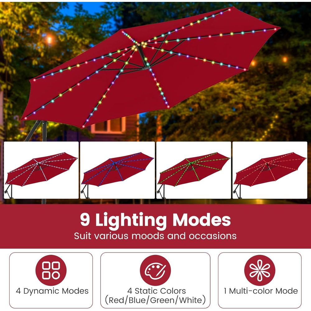 10 T r Patio Umbrella with Bas - Outdoor Lighting Patio incelemesi ve fiyatı