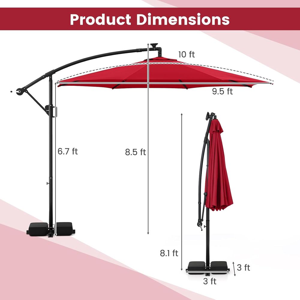 10 T r Patio Umbrella with Bas - Outdoor Lighting Patio incelemesi ve fiyatı