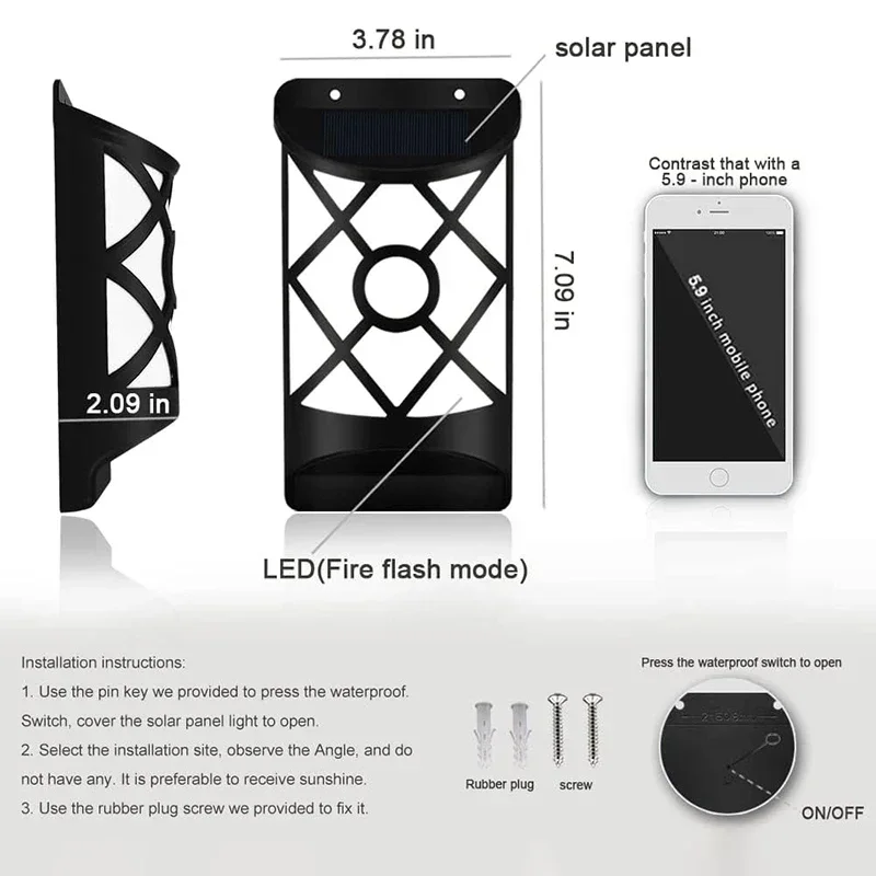 1/2/3/4Pcs 96LED Solar Flame L - Fire Torch Solar incelemesi ve fiyatı