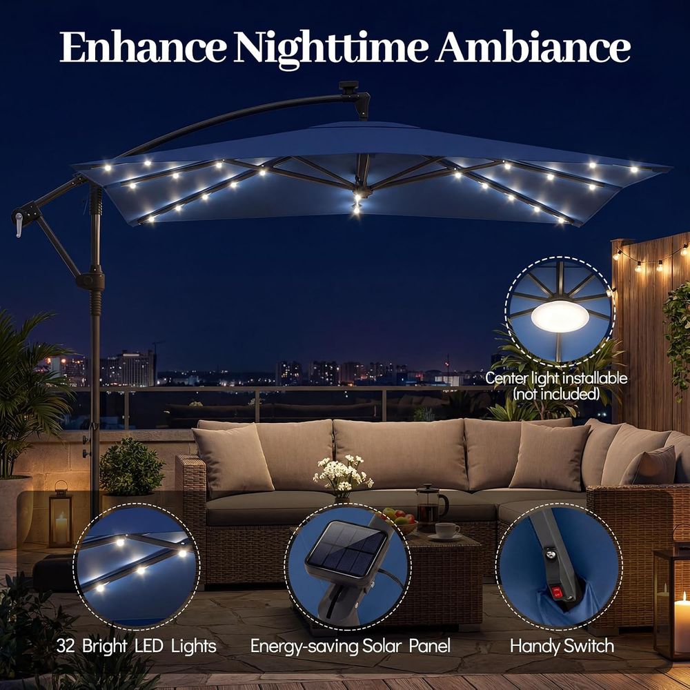 8x8 T r Patio Umbrella with Ba - Outdoor Lighting Patio incelemesi ve fiyatı