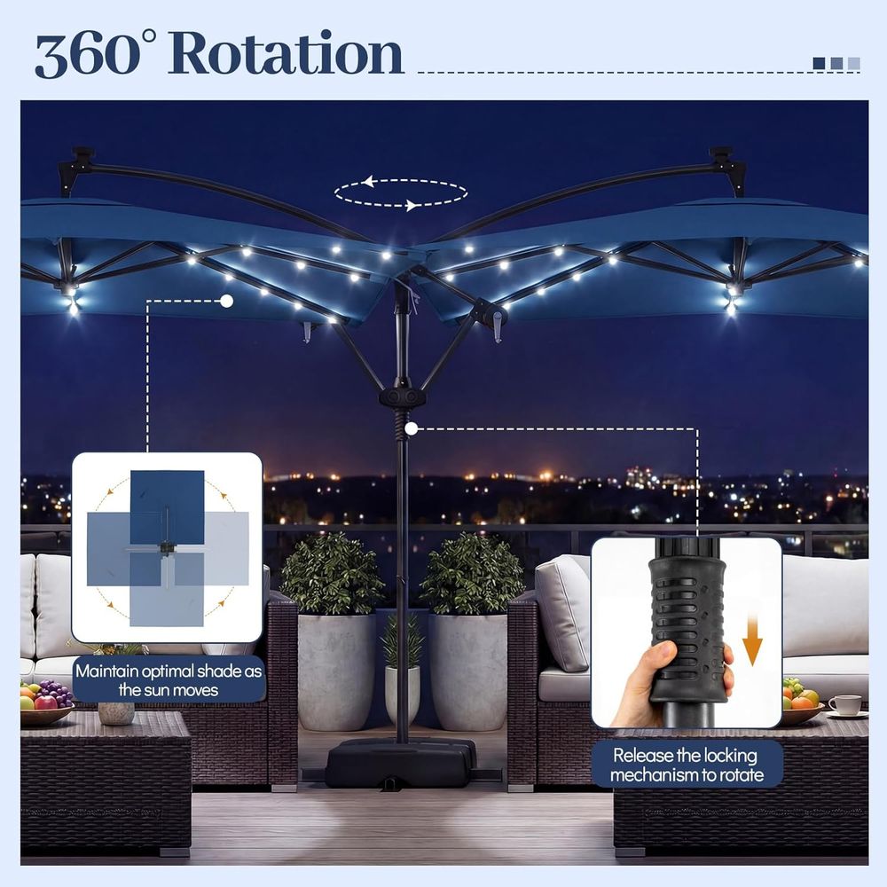 8x8 T r Patio Umbrella with Ba - Outdoor Lighting Patio incelemesi ve fiyatı