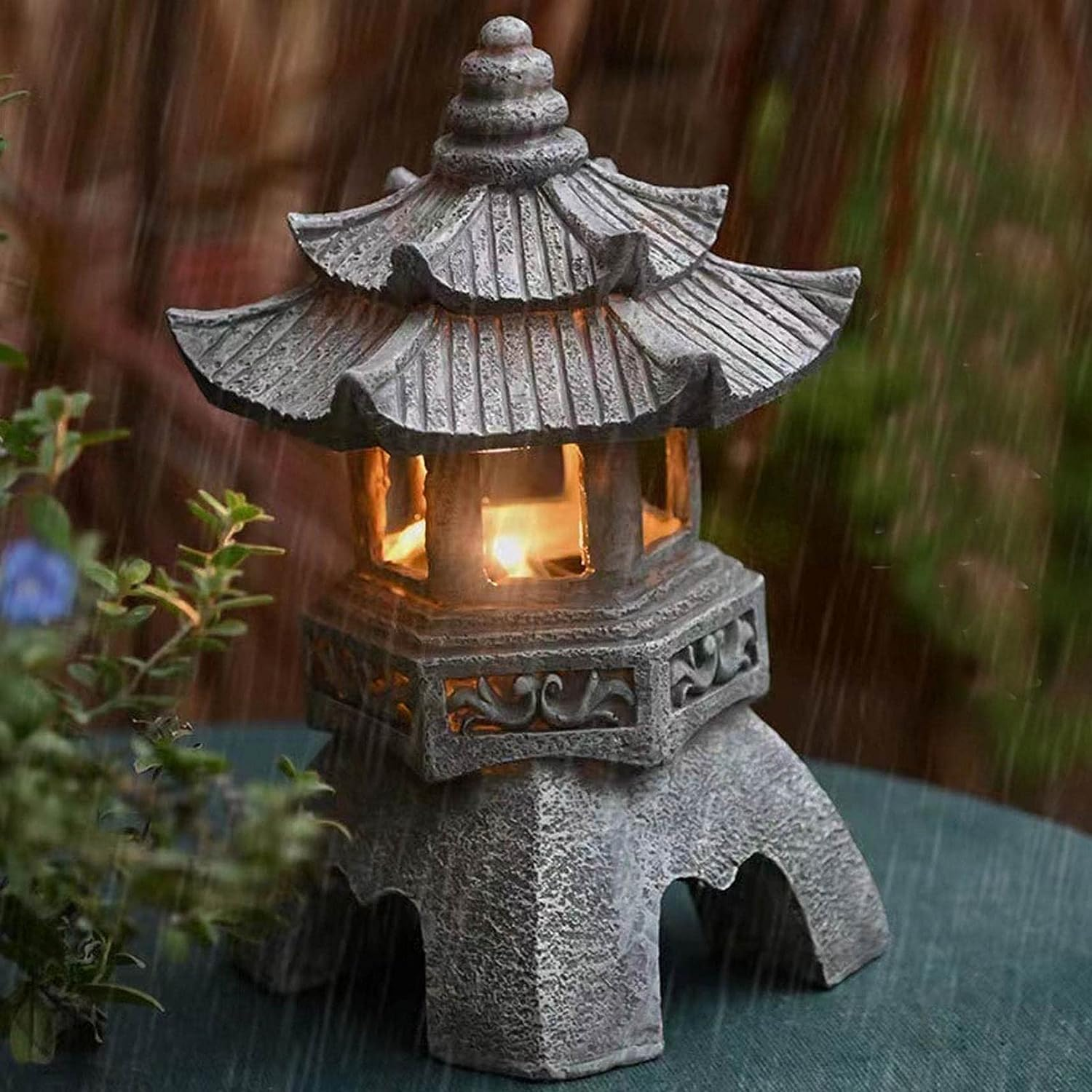 Garden Solar LED Pagoda Lanter - Outdoor Lighting Bronze incelemesi ve fiyatı