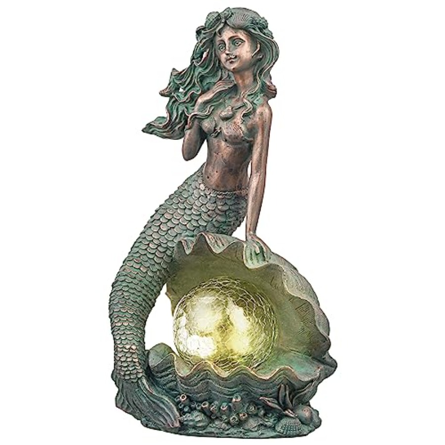 Mermaid Garden Statues with So - Outdoor Lighting Bronze incelemesi ve fiyatı