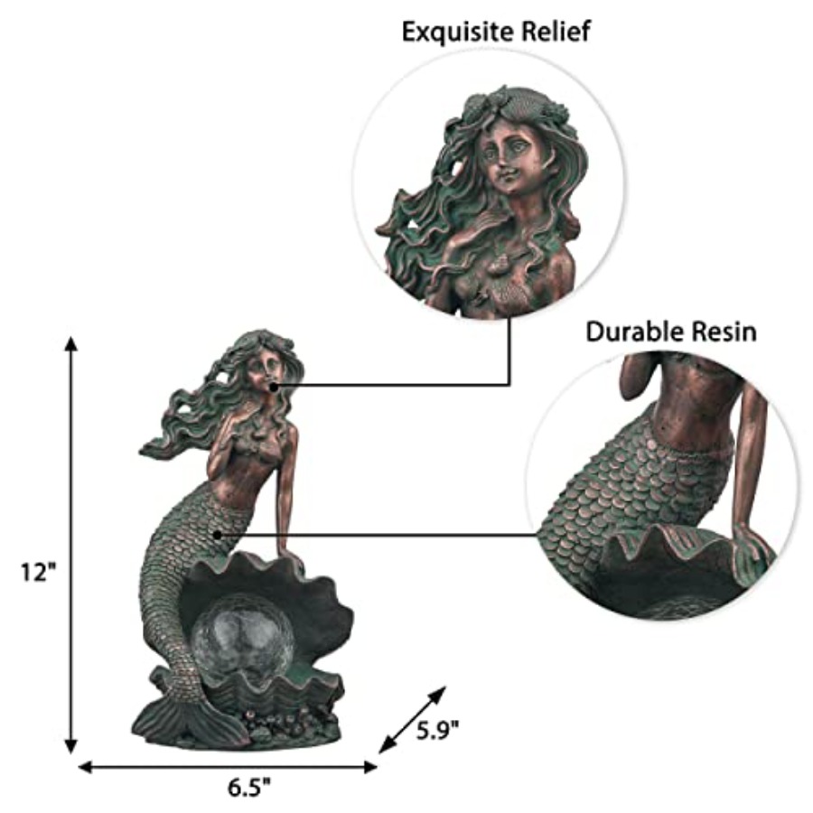 Mermaid Garden Statues with So - Outdoor Lighting Bronze incelemesi ve fiyatı