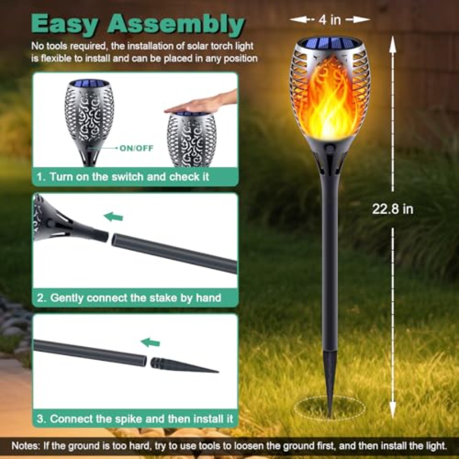 Solar Torch Lights with Flicke - Fire Torch Solar incelemesi ve fiyatı