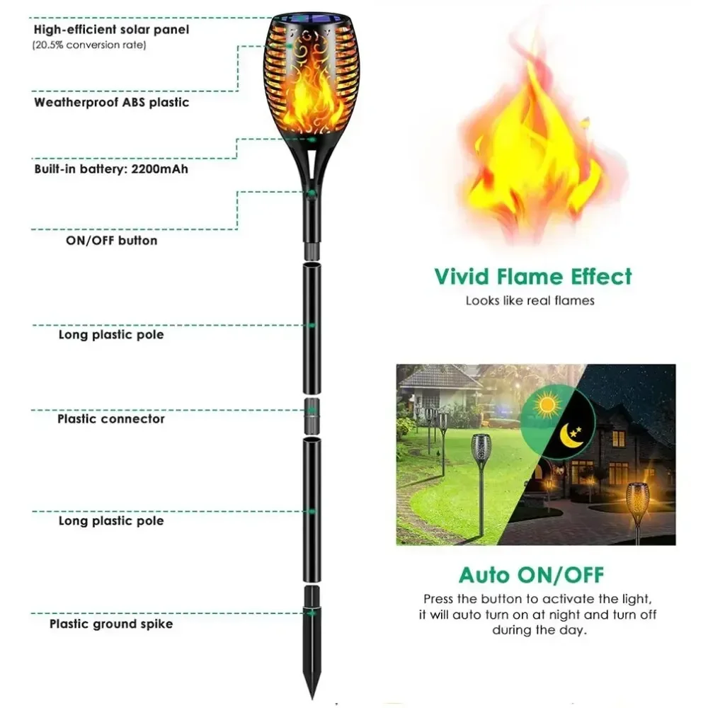 1-10Pack Solar Flame Light Out - Fire Torch Solar incelemesi ve fiyatı