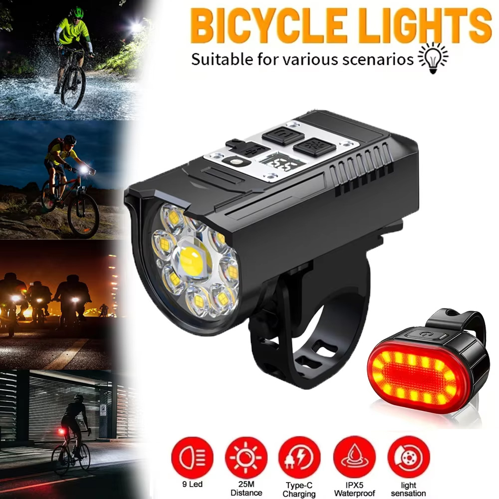 9 LED Bicycle Headlight USB Re - Outdoor Lighting Permanent incelemesi ve fiyatı