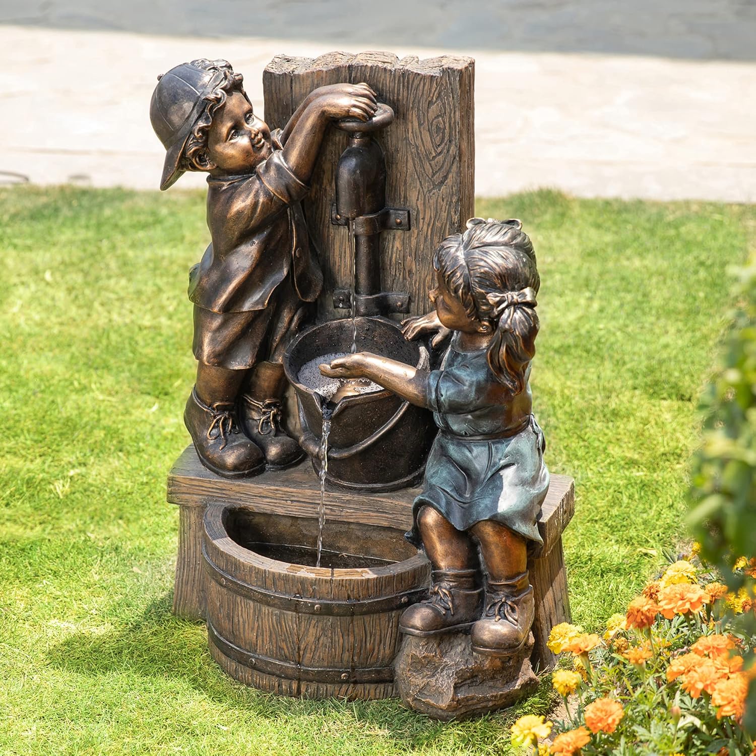 Outdoor Water Fountain with LE - Outdoor Lighting Bronze incelemesi ve fiyatı
