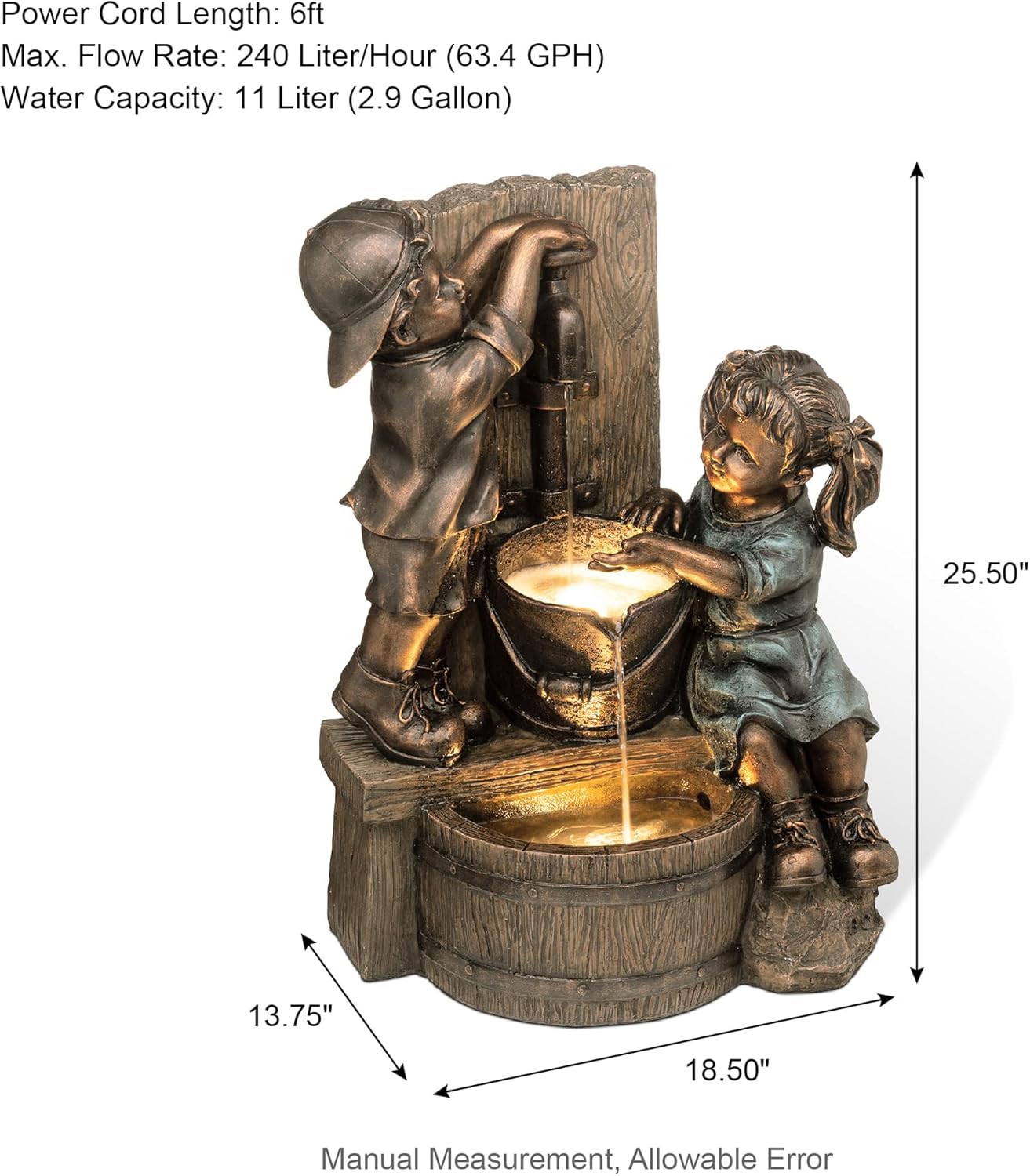 Outdoor Water Fountain with LE - Outdoor Lighting Bronze incelemesi ve fiyatı