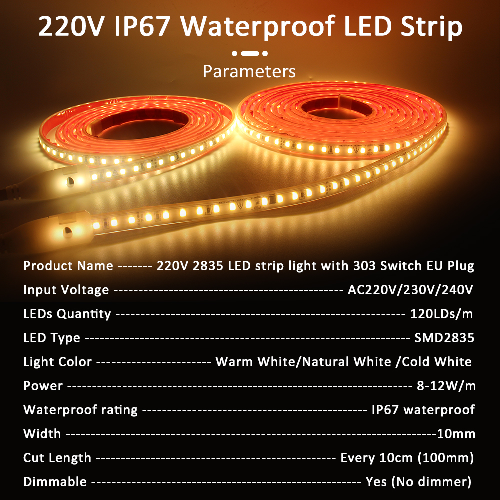 220V IP68 Waterproof 120LEDs/m - Outdoor Lighting Socket incelemesi ve fiyatı