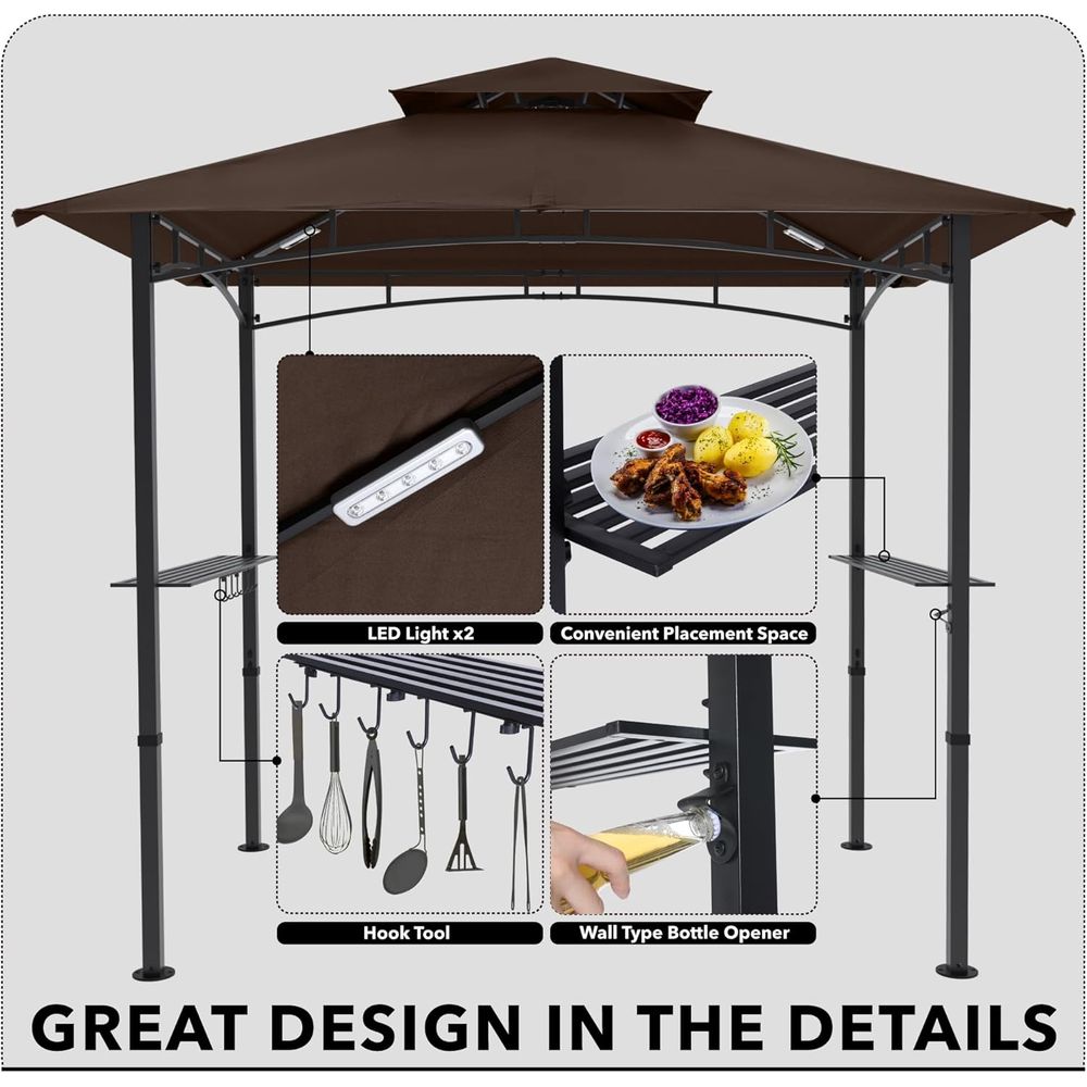 8ft x 5ft Outdoor BBQ Gazebo w - Outdoor Lighting Gazebo incelemesi ve fiyatı