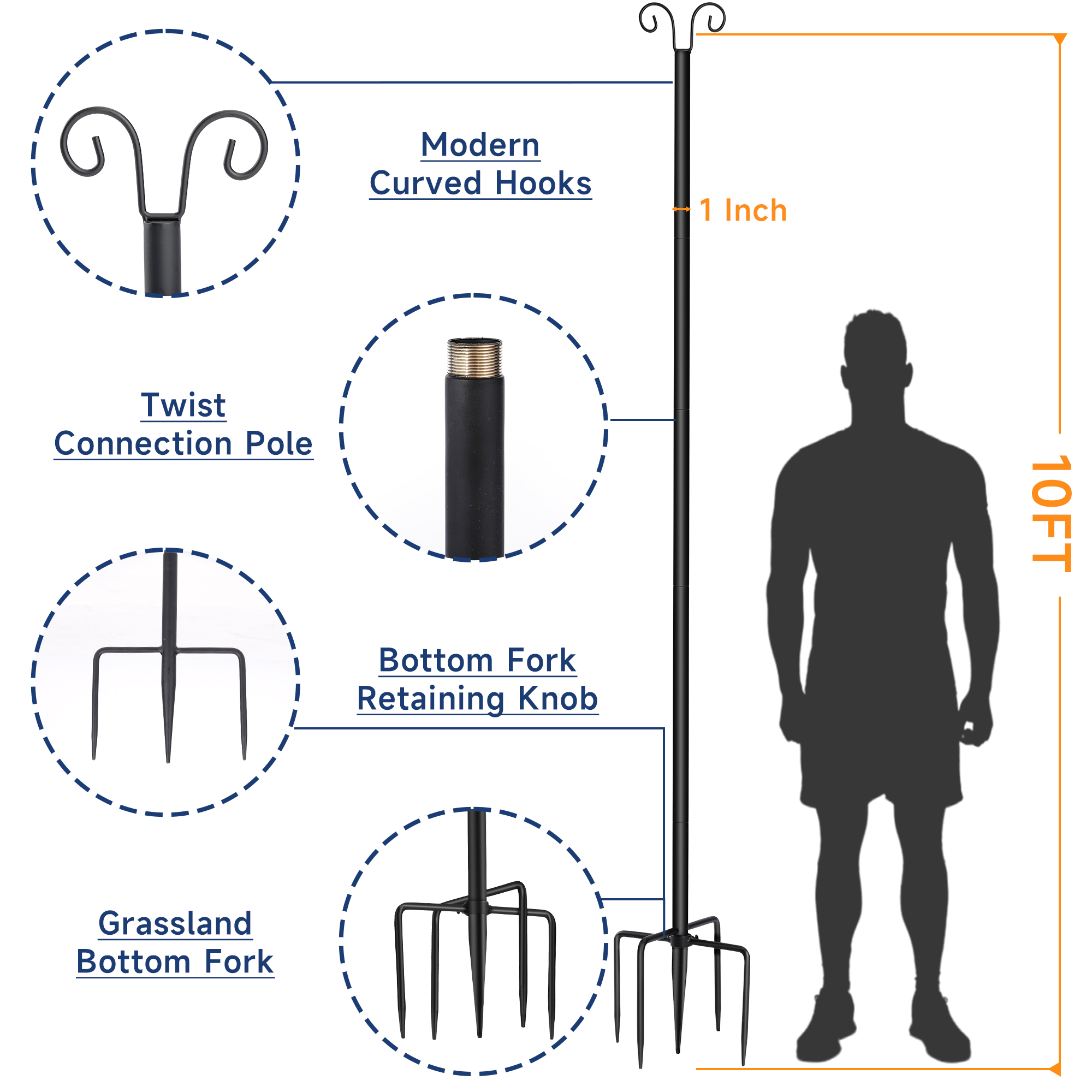 1pcs 10ft Metal Pole with Fork - Outdoor Lighting Pole incelemesi ve fiyatı