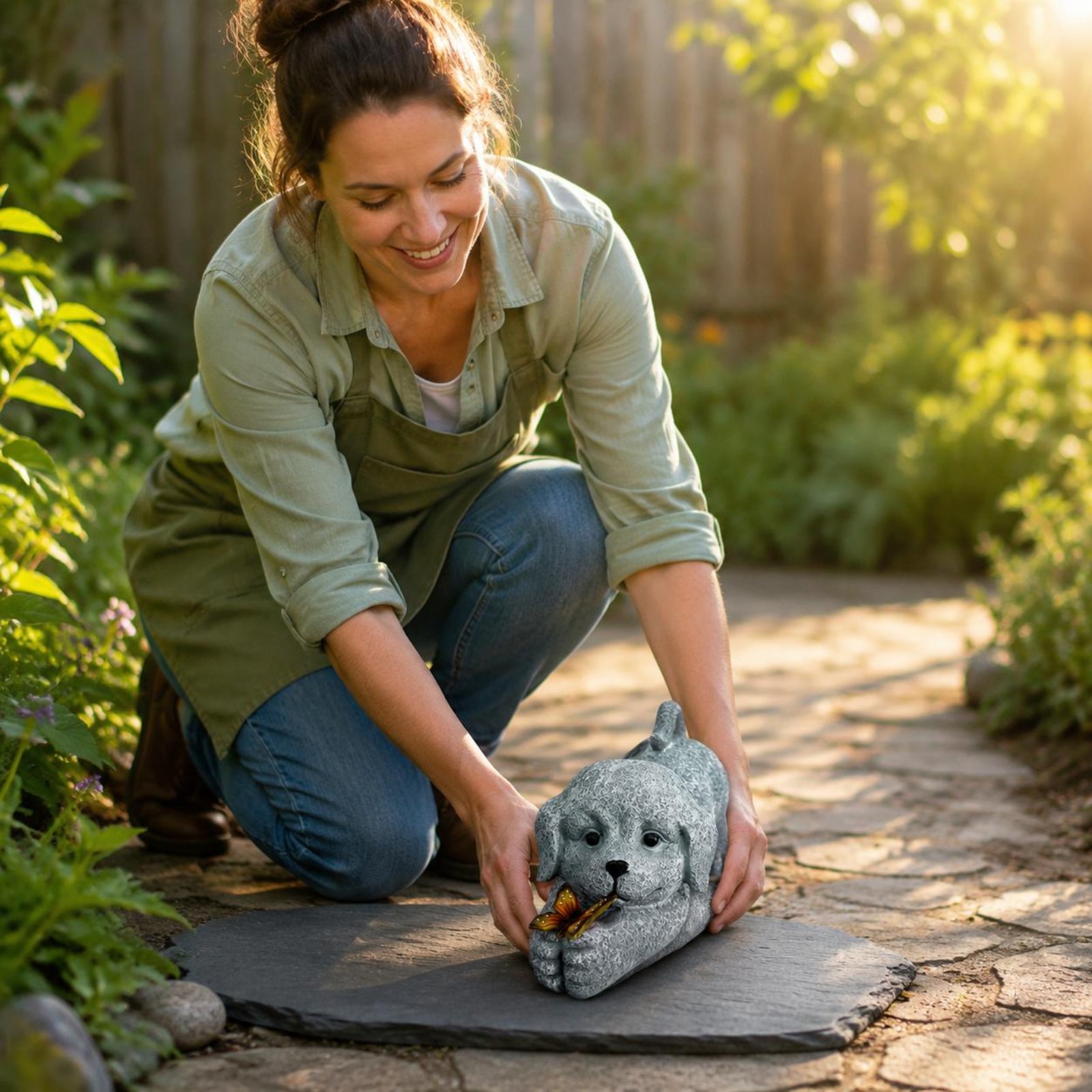 Solar Dog Statue Resin Craft S - Outdoor Lighting No Wiring incelemesi ve fiyatı