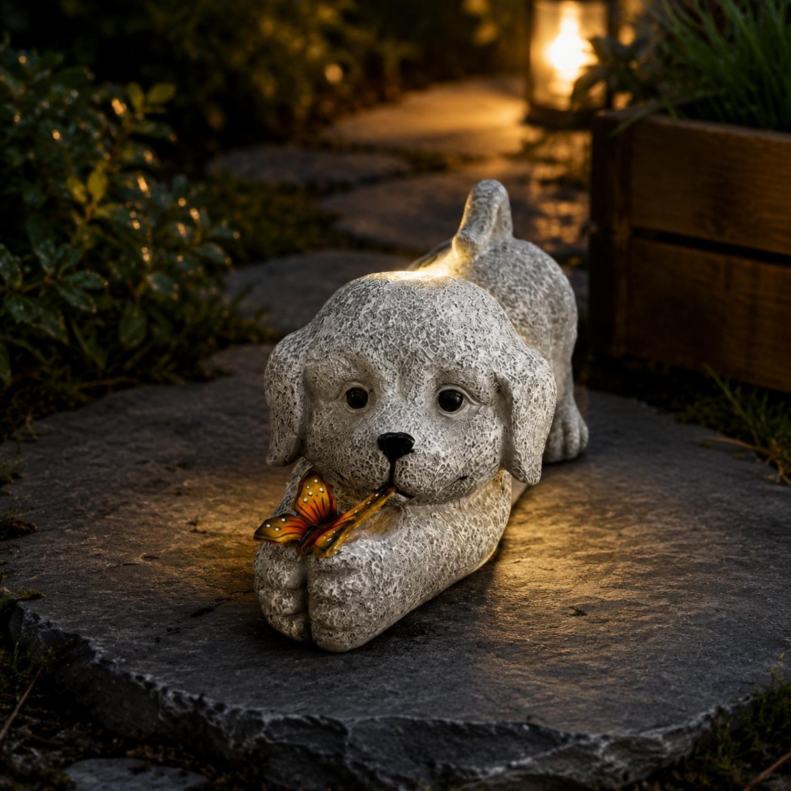 Solar Dog Statue Resin Craft S - Outdoor Lighting No Wiring incelemesi ve fiyatı