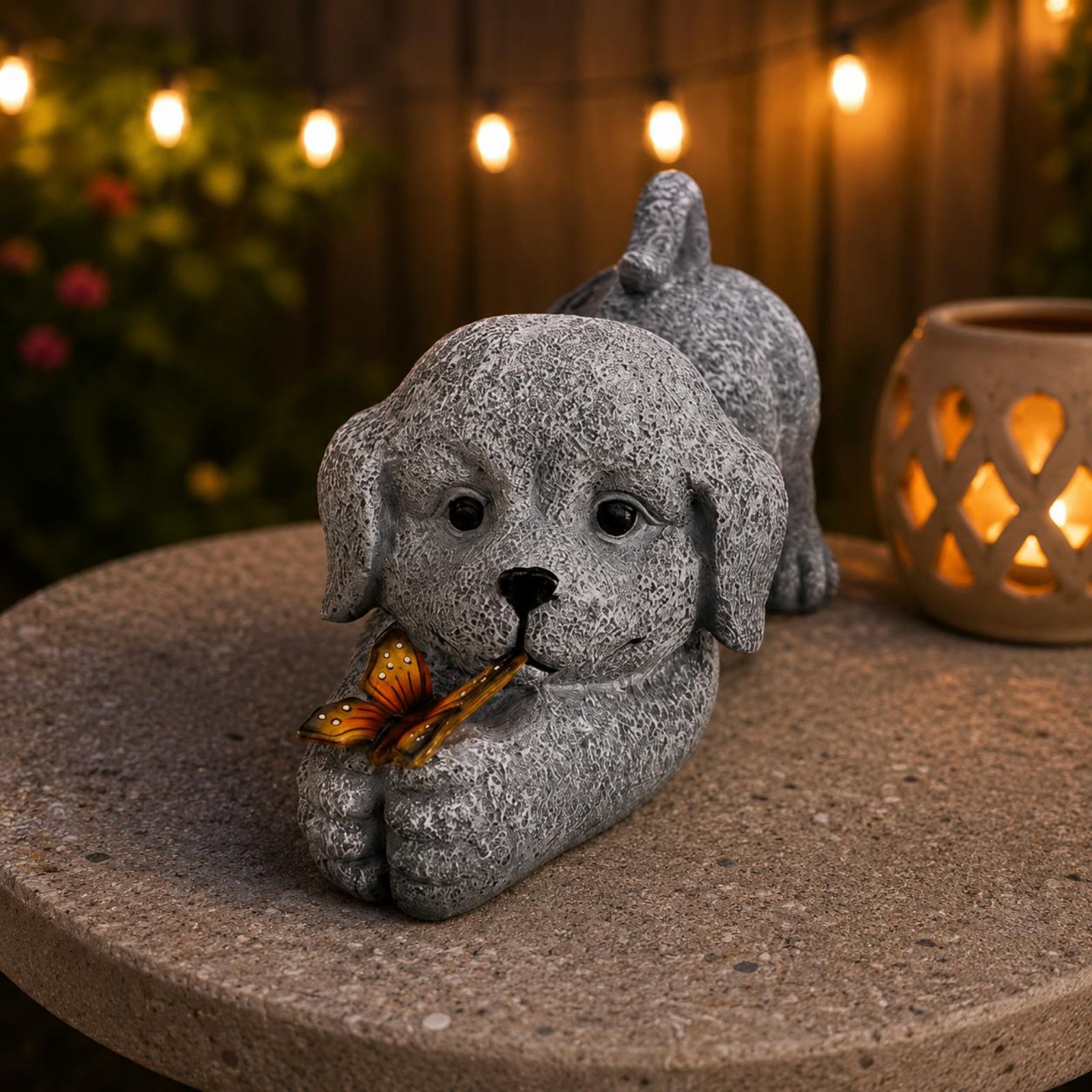 Solar Dog Statue Resin Craft S - Outdoor Lighting No Wiring incelemesi ve fiyatı