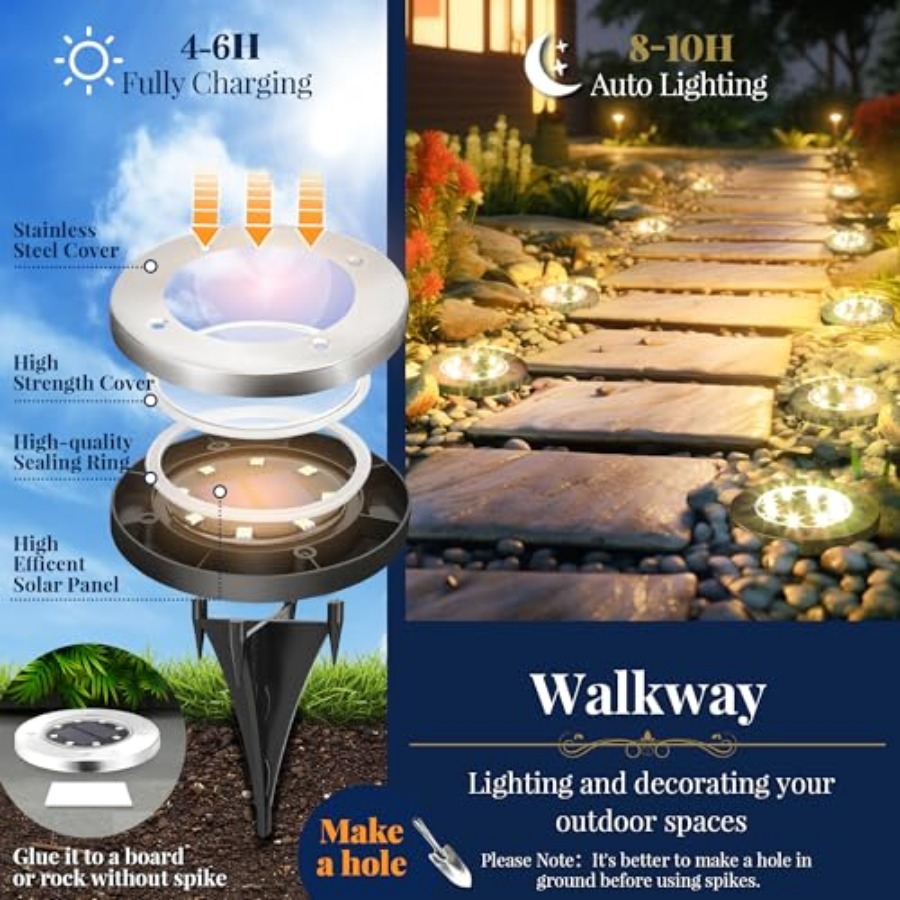 Solar Ground Lights Solar Ligh - Outdoor Lighting Patio incelemesi ve fiyatı