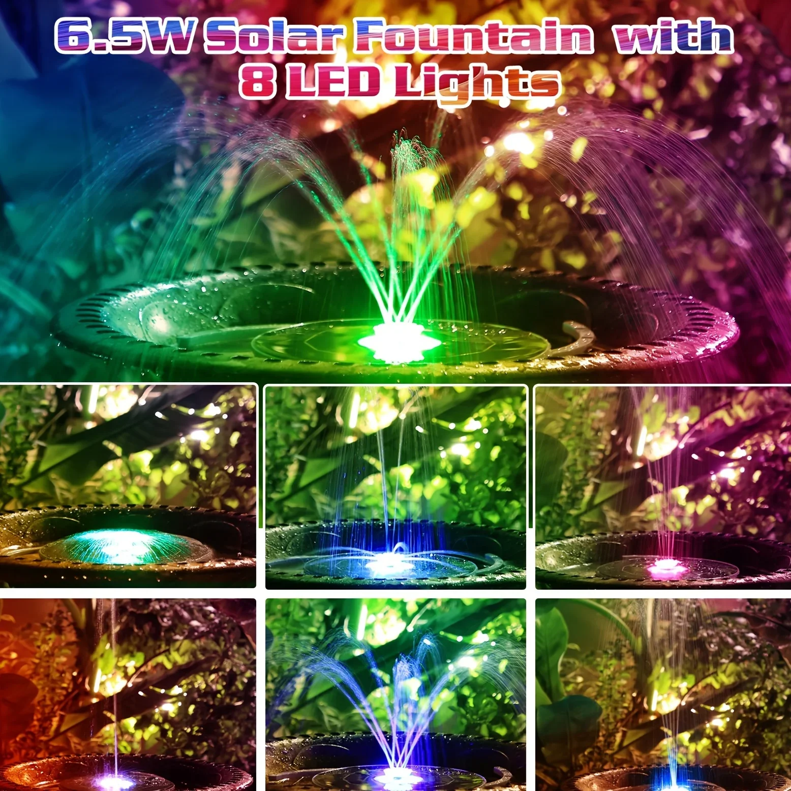 6.5W LED Solar Fountain Pump w - Outdoor Lighting Gazebo incelemesi ve fiyatı