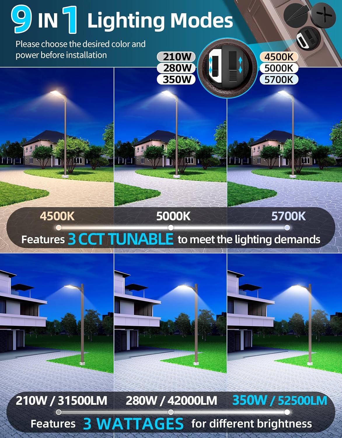 3PCS LED Parking Lot Light 350 - Outdoor Lighting Pole incelemesi ve fiyatı